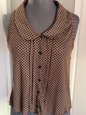Vintage Y2K Julie’s Closet Polka Dot Sleeveless Blouse - Peter Pan Collar